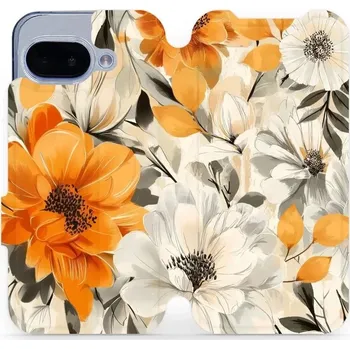 Pouzdro na mobilní telefon Flipové pouzdro Mobiwear - Google Pixel 9A - VP75S Podzimní květy (Knížkové flip pouzdro, obal, kryt na mobil Google Pixel 9A - VP75S Podzimní květy, materiál Umělá kůže + TPU - ochrana 360°, stojánek, silikonová vanička, magnetické zavírání)