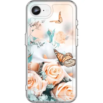 Pouzdro na mobilní telefon Kryt iPhone 16e Image pevný Růže s motýlem (obal neboli pouzdro na iPhone 16e)