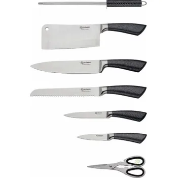 Kuchyňský nůž Elitehoff Kuchyňské nože v bloku Elitehoff E 6262 ocel + stojánek sada nožů šedá