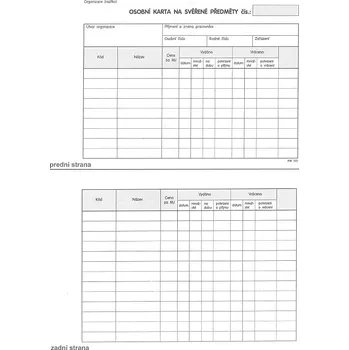 Tiskopis PaM 135 Osobní karta na svěřené předměty