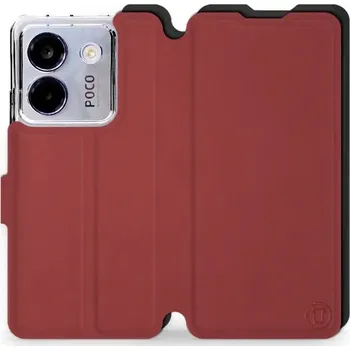 Pouzdro na mobilní telefon Flipové pouzdro Mobiwear Semiš - Xiaomi POCO M7 Pro 5G - Cihlové & Černé (Knížkové semišové flip pouzdro, obal, kryt na mobil Xiaomi POCO M7 Pro 5G - Cihlové & Černé, materiál semiš + TPU, ochrana 360°, stojánek, silikonová vanička, magnetické zavírání)