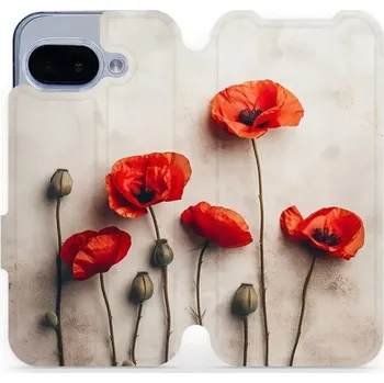 Pouzdro na mobilní telefon Flipové pouzdro Mobiwear - Google Pixel 9A - VP42S Vlčí máky (Knížkové flip pouzdro, obal, kryt na mobil Google Pixel 9A - VP42S Vlčí máky, materiál Umělá kůže + TPU - ochrana 360°, stojánek, silikonová vanička, magnetické zavírání)