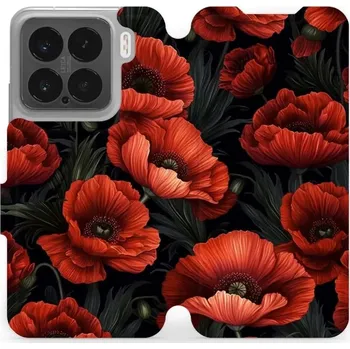 Pouzdro na mobilní telefon Flipové pouzdro Mobiwear - Xiaomi 15 - VP45S Temné červené květy (Knížkové flip pouzdro, obal, kryt na mobil Xiaomi 15 - VP45S Temné červené květy, materiál Umělá kůže + TPU - ochrana 360°, stojánek, silikonová vanička, magnetické zavírání)