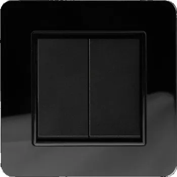 vypínač Elhard Vypínač Royal Glass č.5 se skleněným rámečkem, černý - kompletní