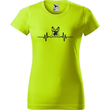 Dámské oblečení DOBRÝ TRIKO Dámské tričko s potiskem Tep srdce vlčák Barva: Limetková, Velikost: L