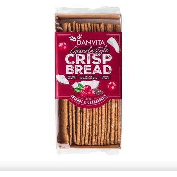 Danvita Křehké pšeničné granola plátky s kokosem, brusinkami a chia semínky 130g 130g