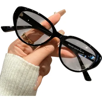 Tlakoměr Plastové dioptrické brýle cat eye na dálku -3,50 Stylový design Modrý filtr proti modrému světlu Ochrana očí při práci na počítači černá