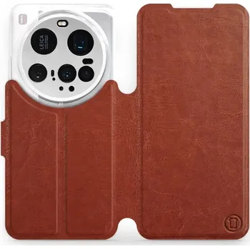 Pouzdro na mobilní telefon Flipové pouzdro Mobiwear - Xiaomi 15 Ultra - Hnědé a šedé (Knížkové flip pouzdro, obal, kryt na mobil Xiaomi 15 Ultra - Hnědé a šedé, materiál Umělá kůže + TPU - ochrana 360°, stojánek, silikonová vanička, magnetické zavírání)