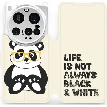 Pouzdro na mobilní telefon Flipové pouzdro Mobiwear - Xiaomi 15 Ultra - M041S Panda - life is not (Knížkové flip pouzdro, obal, kryt na mobil Xiaomi 15 Ultra - M041S Panda - life is not, materiál Umělá kůže + TPU - ochrana 360°, stojánek, silikonová vanička, magnetické zavírání)