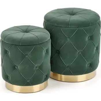 Taburet Set 2 taburetů POLLY - zelená/zlatá - SLEVA 3% s kodem radost25