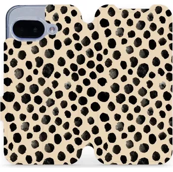 Pouzdro na mobilní telefon Flipové pouzdro Mobiwear - Google Pixel 9A - VA50S Černé puntíky (Knížkové flip pouzdro, obal, kryt na mobil Google Pixel 9A - VA50S Černé puntíky, materiál Umělá kůže + TPU - ochrana 360°, stojánek, silikonová vanička, magnetické zavírání)