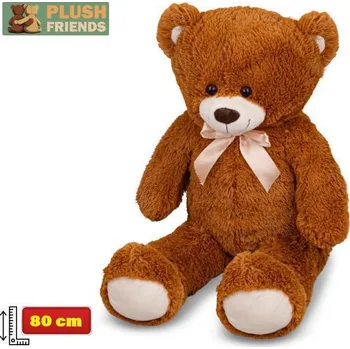 plyšák Mikro Trading Medvěd plyšový 80 cm s mašlí 0 m+ Plush Friends tmavě hnědý