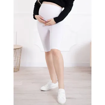 FMM Krátké těhotenské legíny Basic bílá bavlněné Velikost: M