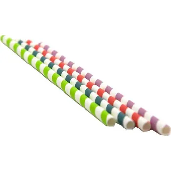 Party dekorace Papírová brčka barevná s proužkem, balení 100 ks