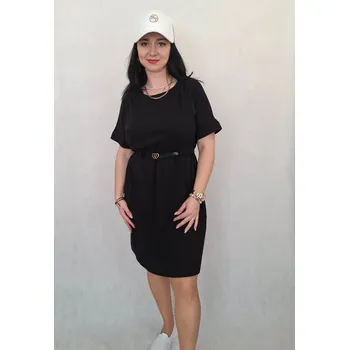 Dámské šaty Bavlněné šaty s páskem černé Velikost: UNI: S - XL