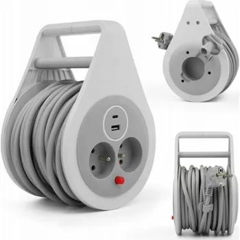 Prodlužovací kabel Plastrol Prodlužovací kabel 10m 3x1mm2 16A s tepelnou pojistkou + USB-A + USB-C