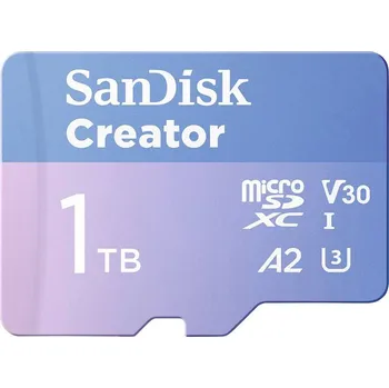 Paměťová karta SanDisk Creator paměťová karta microSDXC Retail 1 TB A2 Application Performance Class, UHS-I U3, v30 Video Speed Class vč. SD adaptéru, Teplotně odolná, S