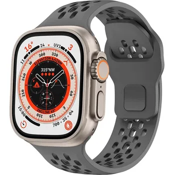 Řemínek na hodinky Řemínek pro Apple Watch 46mm / 49mm / 45mm / 44mm - silikonový - pletený - tmavě šedý