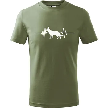 Dětská móda DOBRÝ TRIKO Dětské tričko Tep srdce německý ovčák Velikost: 134/8 let, Barva: Khaki
