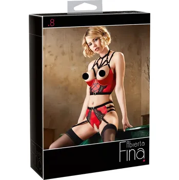 Dámské erotické prádlo Abierta Fina - sada kroužkových podprsenek (červená) - 85B/L