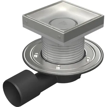 Podlahová vpusť boční D50/75, nerez příruba, rámeček, mřížka CERAMICS 150