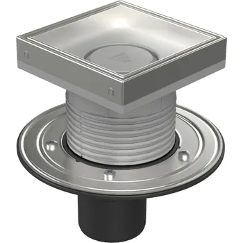 Podlahová vpusť spodní D75, nerez příruba, rámeček, mřížka CERAMICS 150