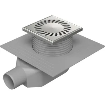 Odvodňovací žlab Snížený sifon boční D50, límec, nerez rámeček, mřížka SUN