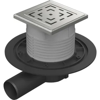 Podlahová vpusť boční D50, nerez rámeček, mřížka LABYRINTH 125