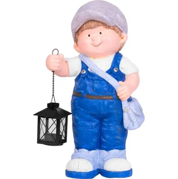 Vánoční dekorace Dekorace MagicHome, Chlapeček s lucernou, keramika, 22,5x16x41 cm