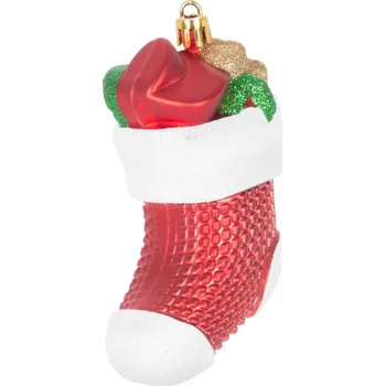 Ozdoba MagicHome Vánoce, sada, 3 ks, 11 cm, ponožky, červené, na vánoční stromek