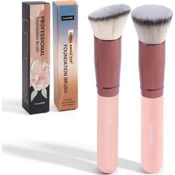 Kosmetický štětec 2 ks Štětce na make up, sada pro pudr a tvářenku | kosmetický štětec, sada štětců - Růžový