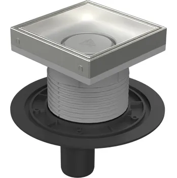 Podlahová vpusť spodní D50, nerez rámeček, mřížka CERAMICS 150