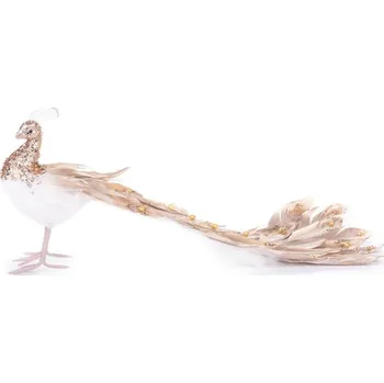 Vánoční dekorace Dekorace MagicHome Vánoce, Páv, zlatý, péřový, 50x20x23 cm