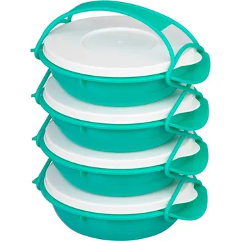 Jídlonosič Obědář MagicHome, kulatý, 4 dílný, 4x1 lit., barevný, 22,4x20,5x29,5 cm