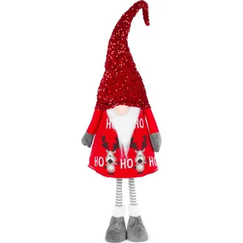 Vánoční dekorace Postavička MagicHome Vánoce, Skřítek, látkový, červený, 32x22x130 cm