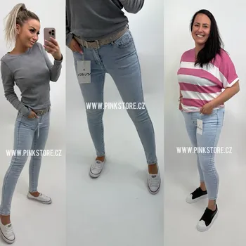 Dámské džíny Džíny s páskem DARINA Velikost: XXL, Barva: Modrá