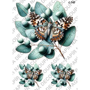 Umělecký papír Rýžový a soft papír na decoupage - Motýli - KB0743 Materiál: Soft, Rozměr: A4