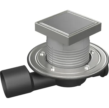 Podlahová vpusť průběžná D50/75 NEPTUN, nerez příruba, rámeček, mřížka STEEL 125