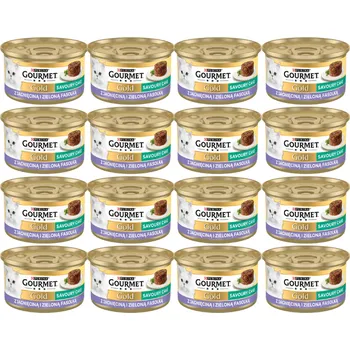 Krmivo pro kočku Purina Gourmet Gold Savoury Cake s jehněčím masem a zelenými fazolkami 48x85g