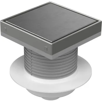 Podlahová vpusť spodní D50, límec, nerez rámeček, mřížka STEEL 150