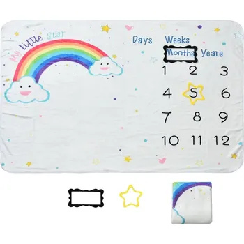 Dětská deka Milníková foto deka pro miminko flísová růstová | deka pro miminko, fotodeka - duha