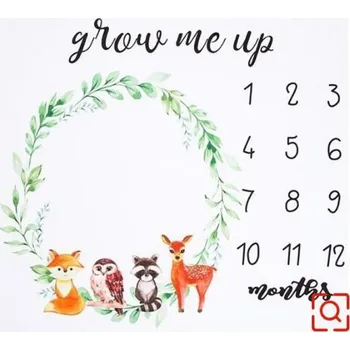 Dětská deka Milníková foto deka pro miminko s kalendářem a rekvizitami | dětská deka, foto deka - Liška , 100 cm x 100 cm