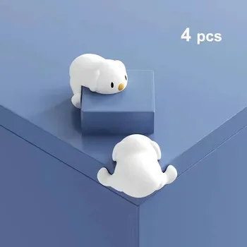 Dětská zábrana 4 ks Měkká roztomilá silikonová ochrana rohů se zvířecím motivem | chránič rohů, dětská pojistka - bílé 4 ks