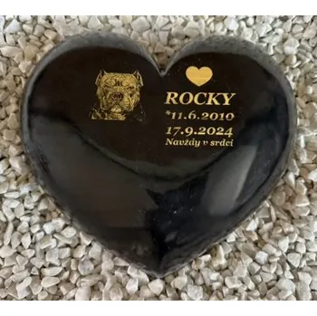 Smuteční dekorace Zvířecí pomník srdce černé - s fotkou pro psa, kočku