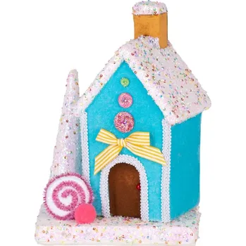 Vánoční dekorace Dekorace MagicHome Vánoce Candy Line, domeček, modrý, 19x27 cm