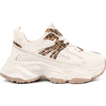 Dámské tenisky Smetanové dámské sneakersy na hrubé podrážce s leopardími detaily 88218LEO Velikost: 41