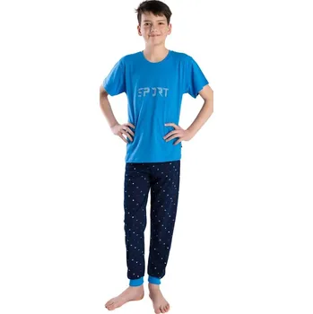 Chlapecké pyžamo Bettymode Chlapecké pyžamo SPORT BLUE tričko krátký rukáv, 170
