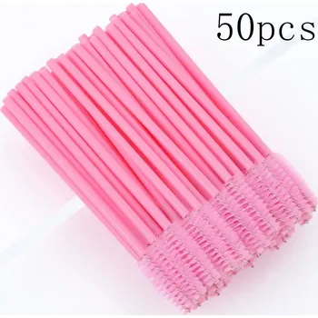 50-1000 kusů Jednorázové kartáčky na řasy a obočí pro aplikaci | kartáček, štěteček - 50 ks růžové