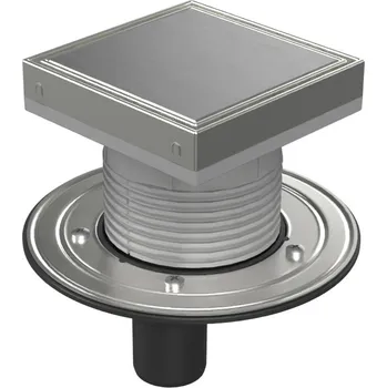 Podlahová vpusť spodní D50, nerez příruba, rámeček, mřížka STEEL 150