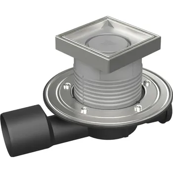 Podlahová vpusť průběžná D50/75 NEPTUN, nerez příruba, rámeček, mřížka CERAMICS 125